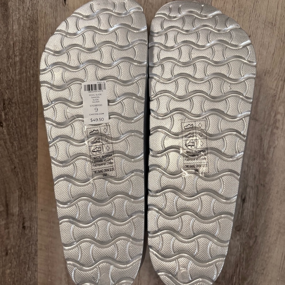 Chico's Metallic Silver Slide Sandals - Picture 2 of 2
